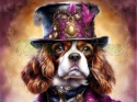 PANEL DRUKOWANY PSY W KAPELUSZCH- KING CHARLES SPANIEL NR 33