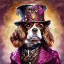 PANEL DRUKOWANY PSY W KAPELUSZCH- KING CHARLES SPANIEL NR 33
