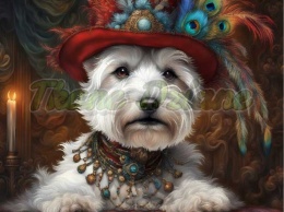 PANEL DRUKOWANY PSY W KAPELUSZCH- WEST HIGHLAND TERRIER NR 21