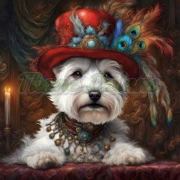 PANEL DRUKOWANY PSY W KAPELUSZCH- WEST HIGHLAND TERRIER NR 21