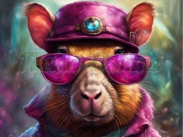 PANEL DRUKOWANY KAPIBARA W KAPELUSZU NR 31