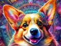 PANEL DRUKOWANY NEONOWE ZWIERZĘTA -CORGI NR 5