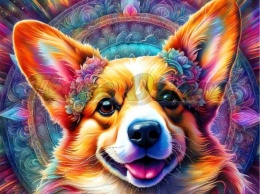 PANEL DRUKOWANY NEONOWE ZWIERZĘTA -CORGI NR 5