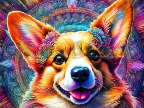 PANEL DRUKOWANY NEONOWE ZWIERZĘTA -CORGI NR 5