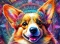 PANEL DRUKOWANY NEONOWE ZWIERZĘTA -CORGI NR 5