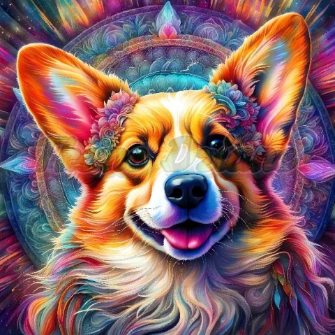 PANEL DRUKOWANY NEONOWE ZWIERZĘTA -CORGI NR 5