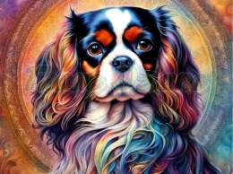 PANEL DRUKOWANY NEONOWE ZWIERZĘTA -KING CHARLES SPANIEL NR 9