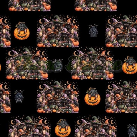 TKANINA DRUKOWANY KOTY HALLOWEEN NR 4