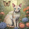 PANEL DRUKOWANY ART NOUVEAU- KOT DEVON REX NR 155
