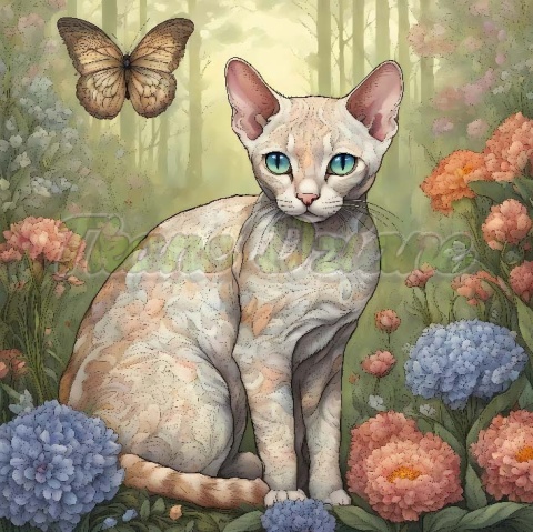 PANEL DRUKOWANY ART NOUVEAU- KOT DEVON REX NR 155