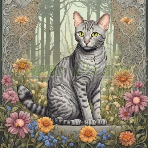 PANEL DRUKOWANY ART NOUVEAU- KOT OCICAT GRAY NR 156