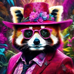 PANEL DRUKOWANY RED PANDA W KAPELUSZU NR 37